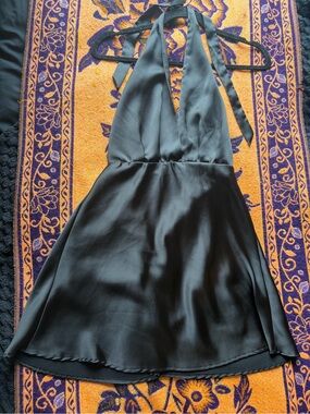 Zara Black Satin Halter Mini Dress